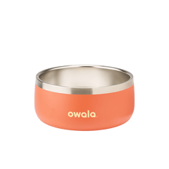 Pet Bowl 3-cup, coral orange exterior with stainless steel interior